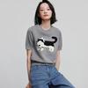 Chuyu Damen Schleife Katze Jacquard Rundhals Kurzarm Stricktop