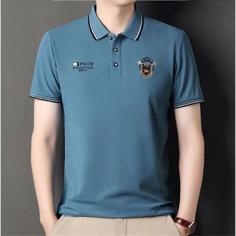 Men's Embroidered Non-iron Polo Shirt Summer Short-sleeved Top