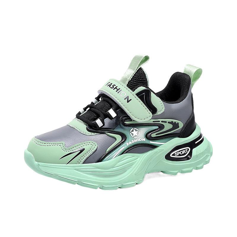 Boys' Shoes Leather Surface Autumn and Winter 2025 New Fashion Middle and Older Children's Soft-soled Non-slip Sneakers Children's Running Shoes Tide