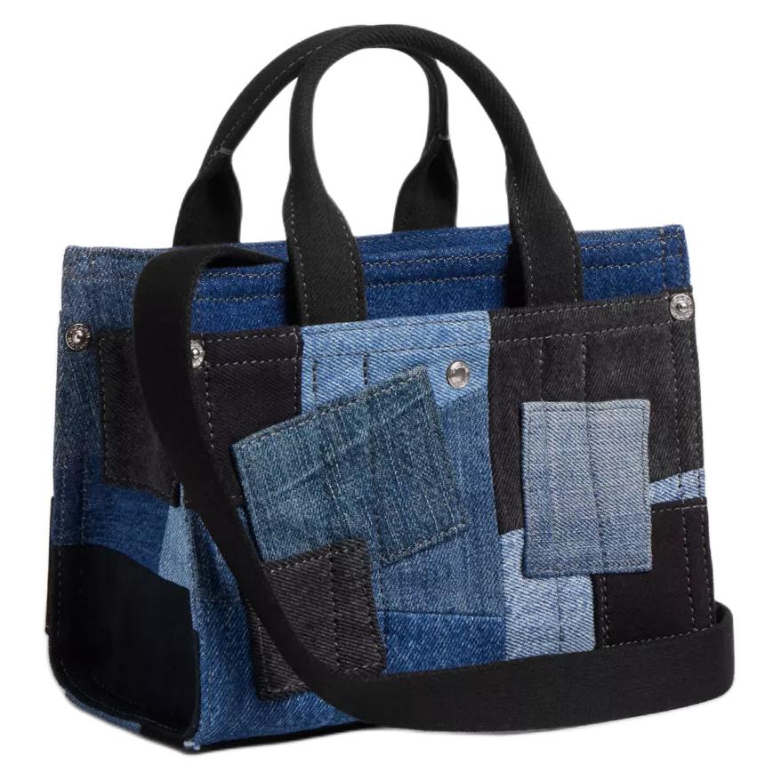 Coach Cargo 20 Brand Logo Embroidery Patchwork Denim Tote Bag Women Tote Blue CAO32-LHDEI