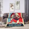 Bad Bunny Puerto Rican Rapper Portrait Soft Blanket Plush Bedding Throws Funny Couch Chair Flannel Bedspread Sofa Bed Cover