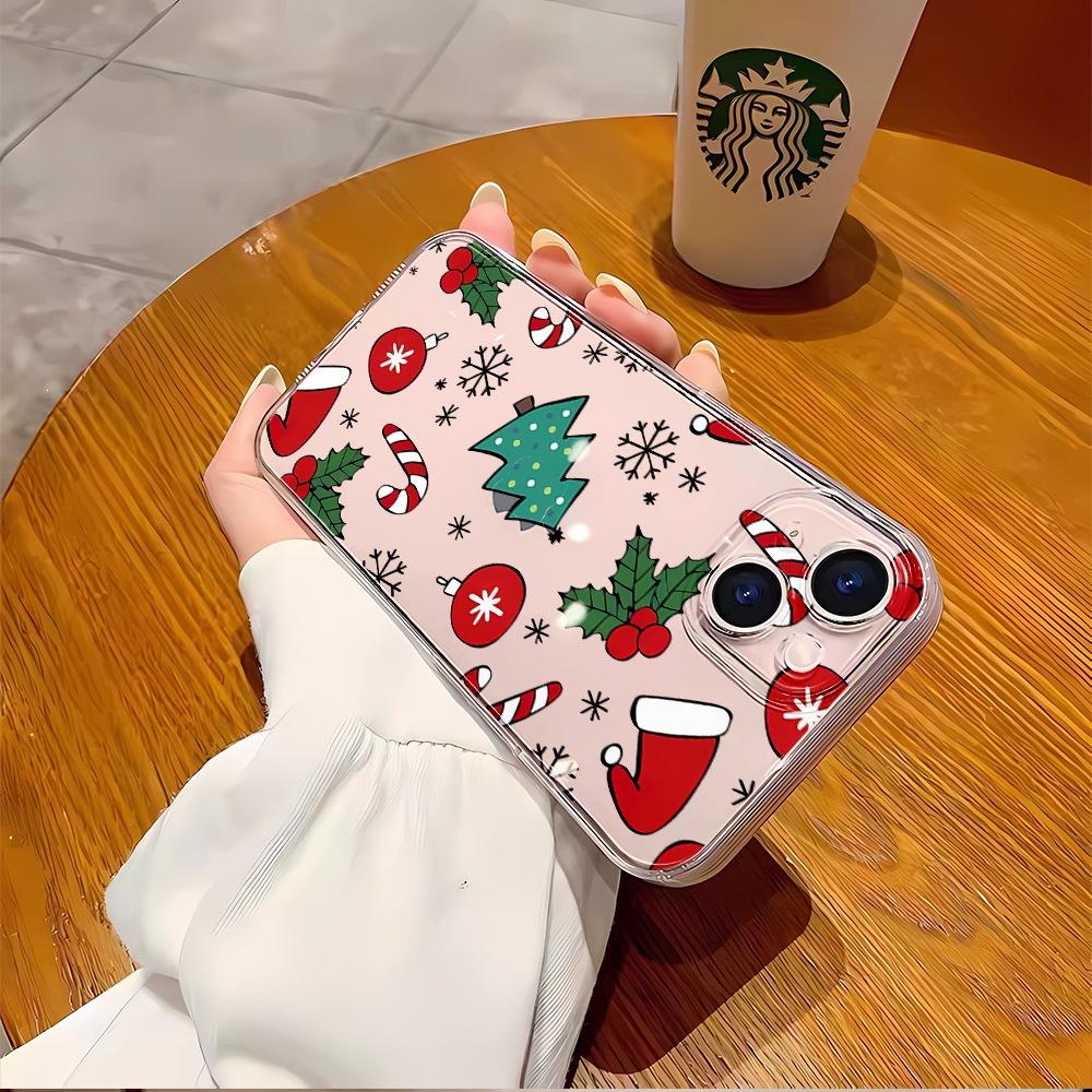 Popular Christmas mobile phone case 16Pro transparent case, suitable for iPhone16PM new TPU mobile phone case