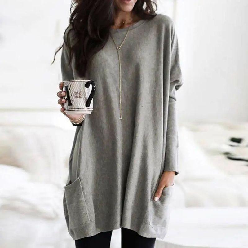 Long Sleeve Casual Pocket Pocket T-shirt T-shirt Top Long sleeve Casual Pocket T-shirt Top Women
