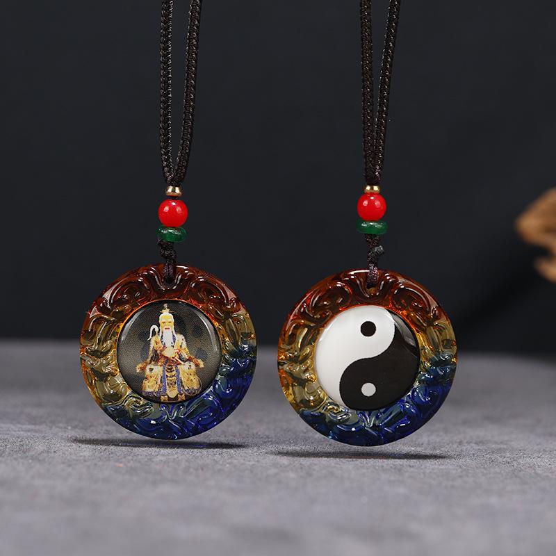 Taishang Laojun Colored Glaze Bagua Pendant