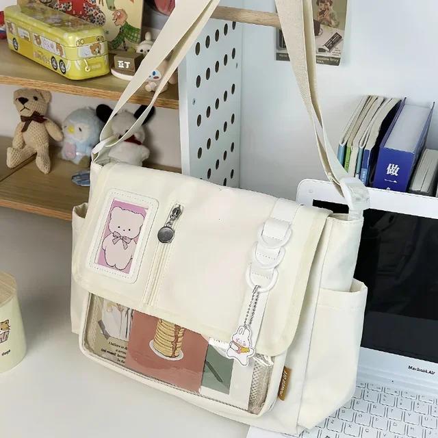 Japanese Harajuku School Bags for Teenage Girls New 2025 Transparent Itabag Crossbody Bag DIY Badges Display Plate Ita Bag