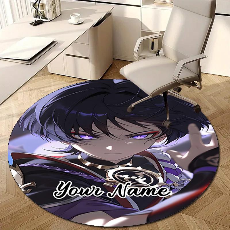 Personalized Genshin Impact Round Chair Office Rug - Perfect for Mat, Office Chair & More - Ideal Gift for Birthdays and Holidays
