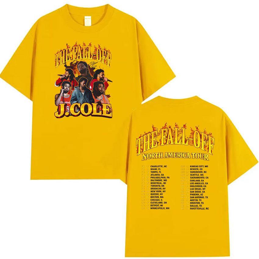 Rapper J.Cole The Fall Off North America Tour 2026 Graphic T-Shirt Unisex's Vintage High Quality Short Sleeve T Shirts Streetwear