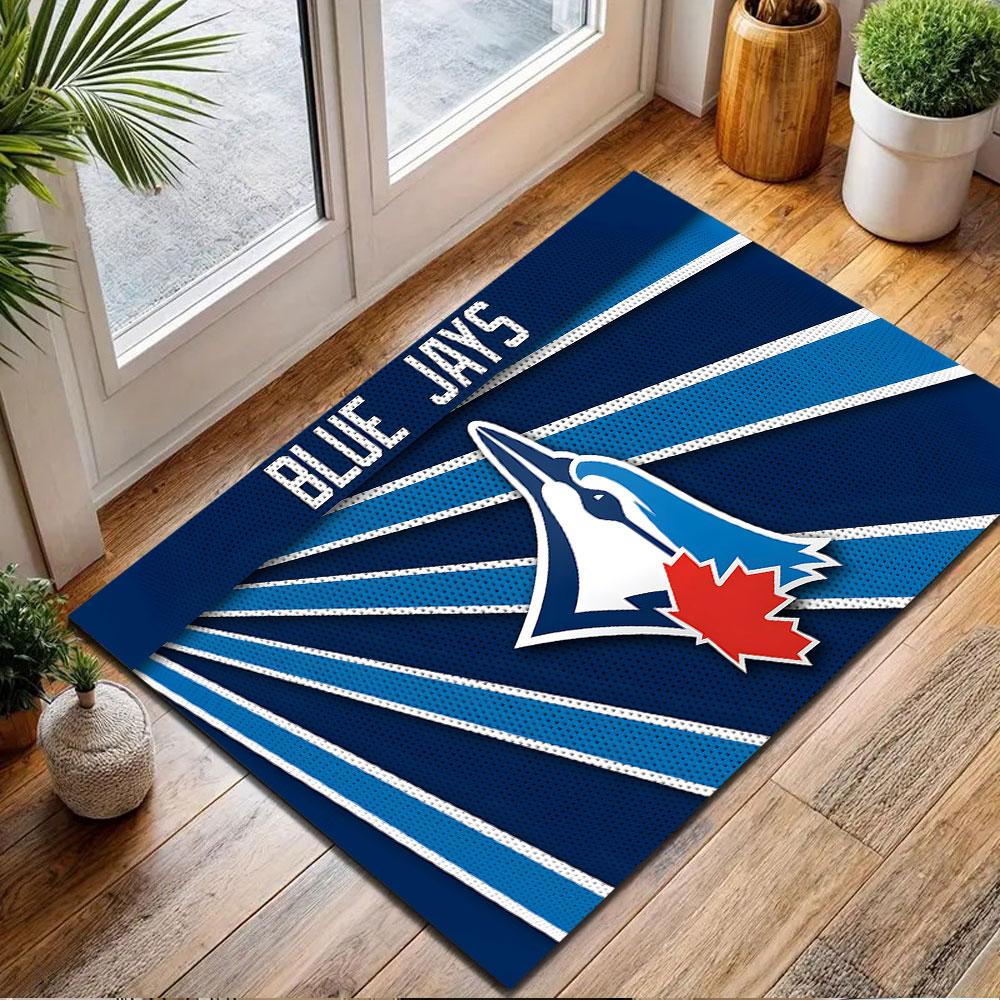 Blue Jays Logo with Maple Leaf Patterned carpet, non slip mat suitable for living room and bedroom sofas