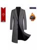 European Plus Size Long Wool-Blend Lapel Coat for Men
