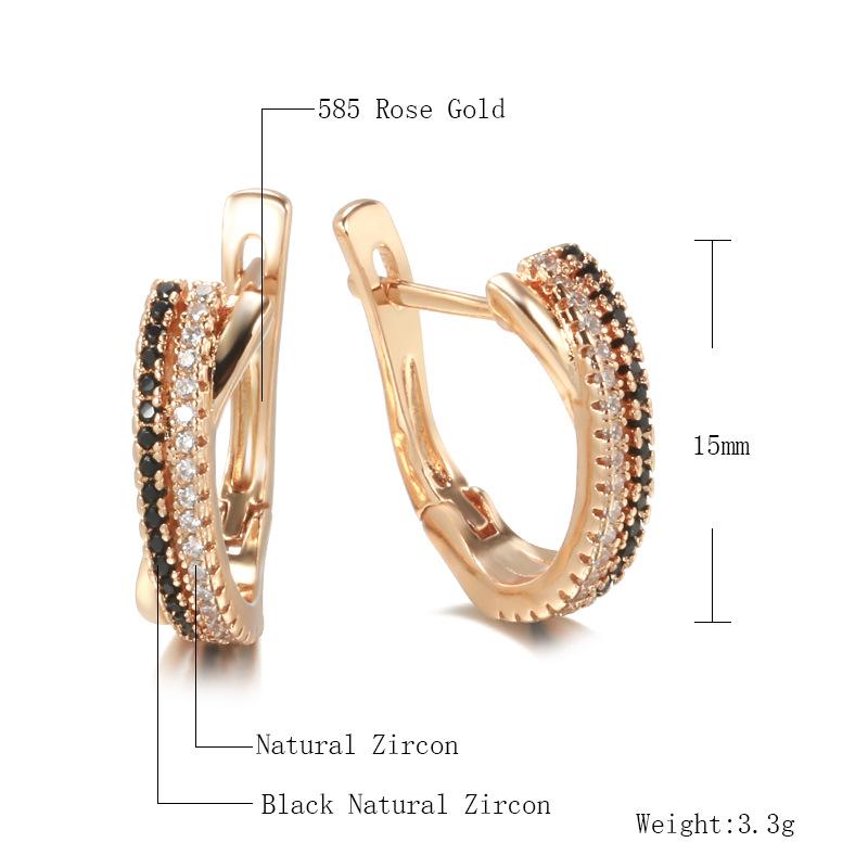 ZAKOL Trendy Crystal Earrings For Women Black And White Zircon Fashion Champagne Gold Color Earrings Wedding Zircon Gifts
