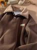 Men's Corduroy Polo Collar Sweatshirt, Autumn/Winter Style with Velvet and Lamb Wool, Hong Kong Fashion for Teens
