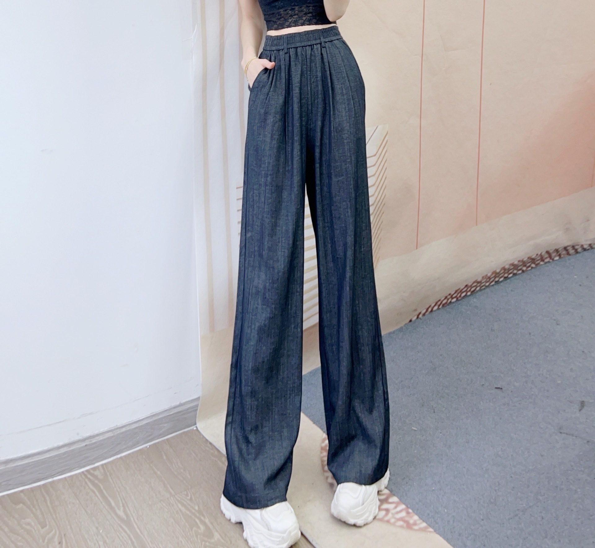 

Spring 2026 Casual High-Waisted Wide-Leg Pants - Soft & Versatile Size 22 темно-синього кольору
