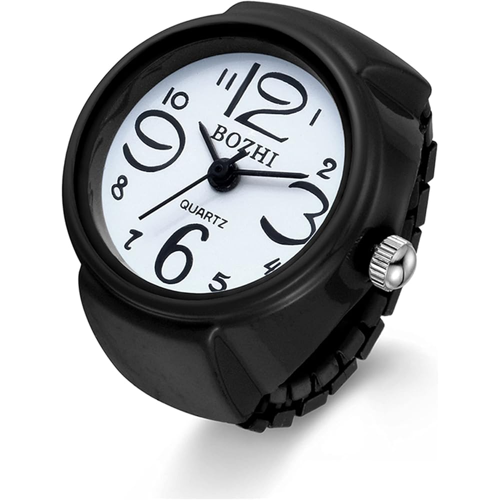 Jewelrywe Ring Watch Waterproof Flip-Up Cover Sports Quartz Stainless Steel Business Fashion