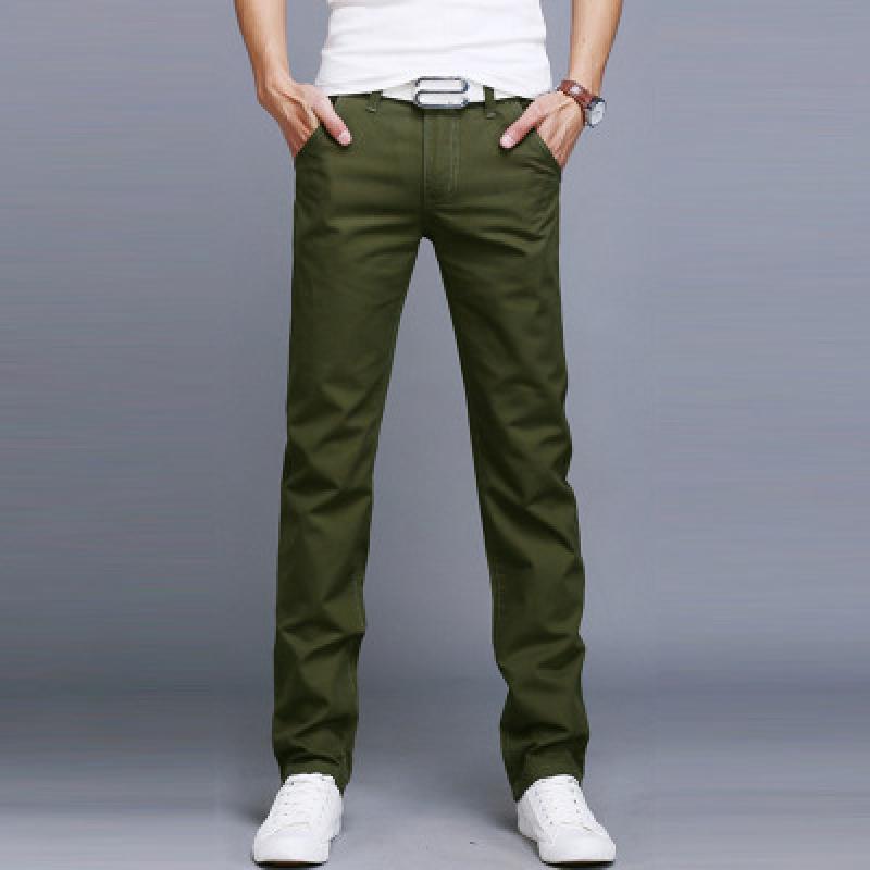 2026 New Trendy Men s Solid Color Slim Pants Men s Simple Business Straight Casual Pants Large Size Sports Casual Pants Men 28 зелёный