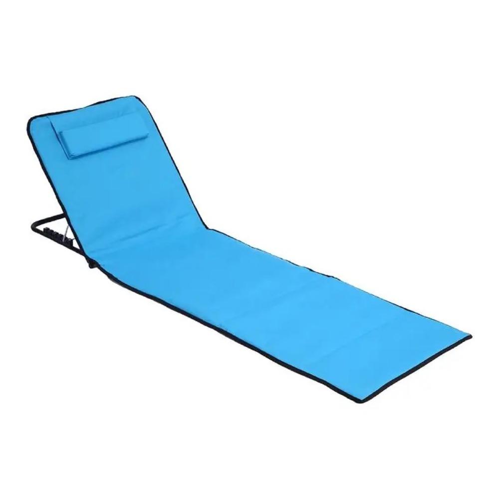 Rollaway Bed Foldable Design Beach Lounger Headrest Reclining Function Camping Lounger With Handle Outdoor Chaise Garden Use