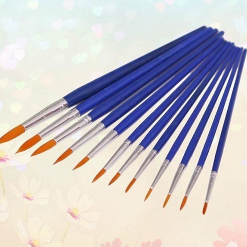 12Pcs Round Pointed Tip Nylon Hair Brush Artist Painting Water Color