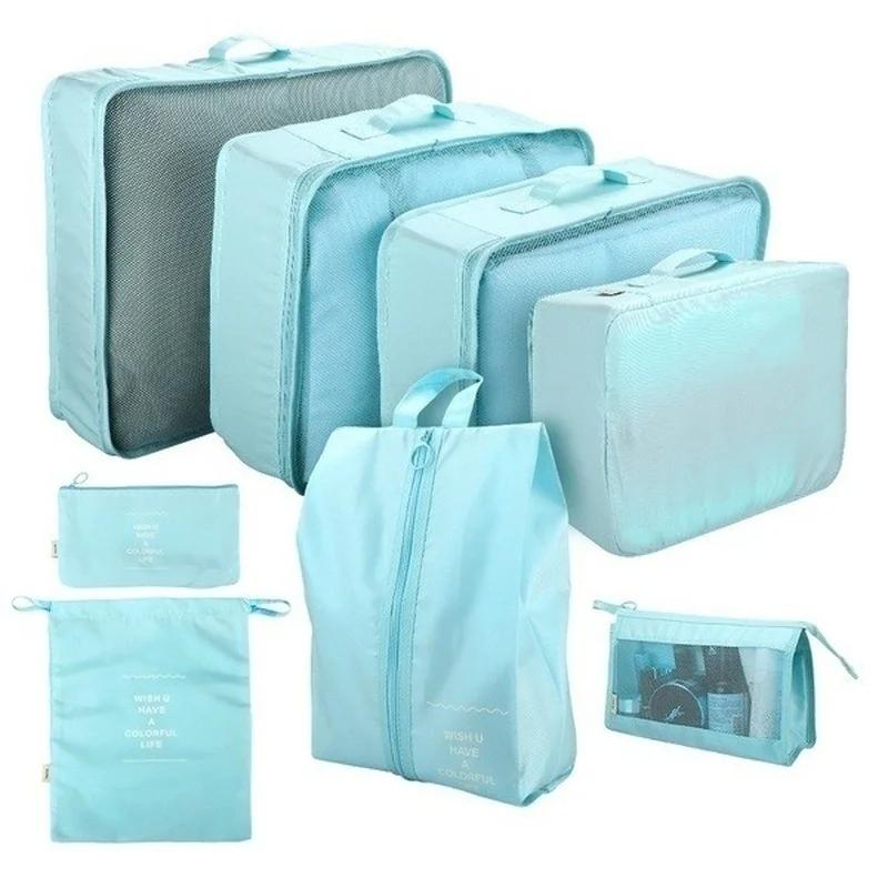 New 8PCS Set Organizer bags for Travel Organizer Bags Accessories Luggage Suitcase Organizer Waterproof Wash Bag Clothes Storage