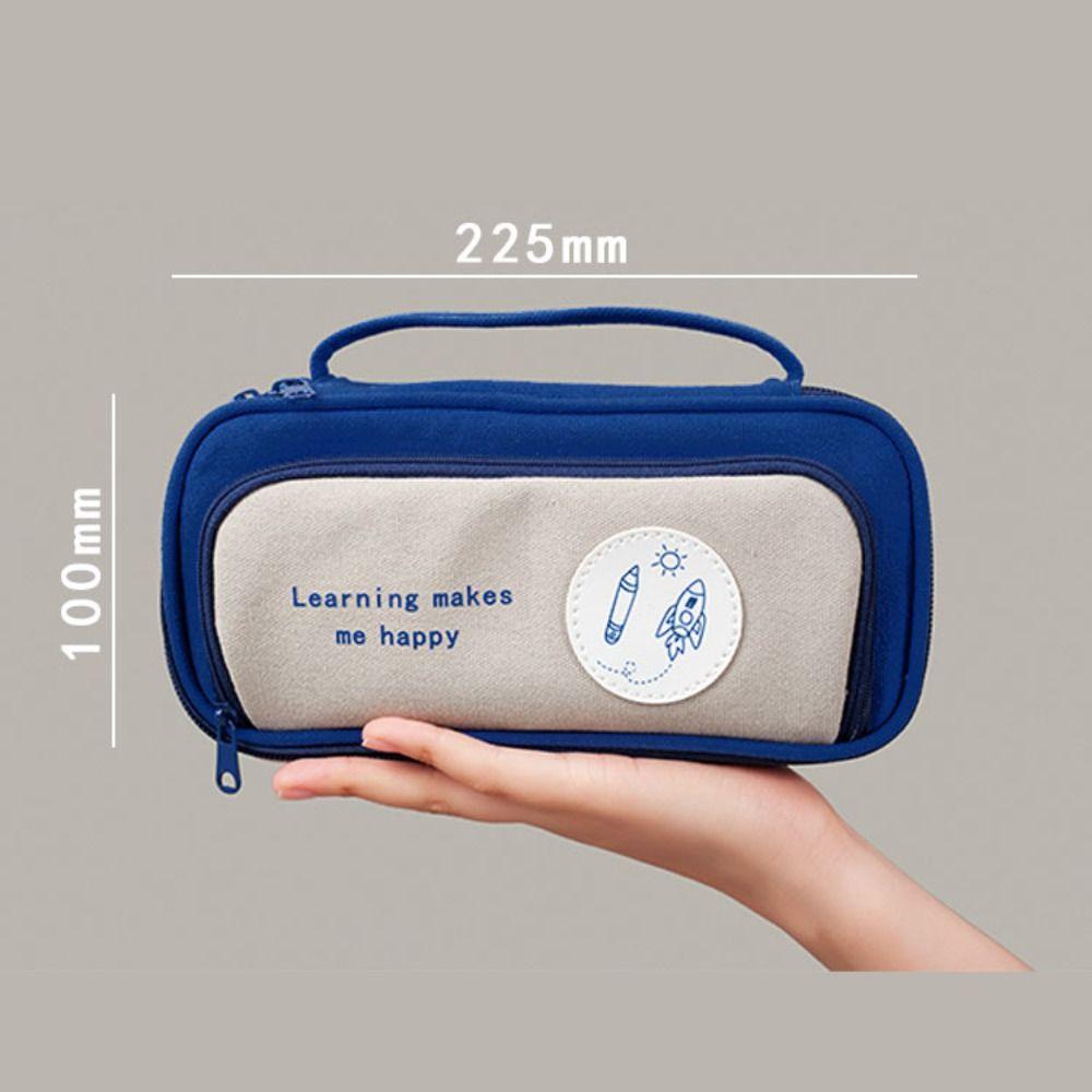 Cartoon Double-layer Pencil Bag Large Capacity Kids Stationery Bag Space Astronaut Pencil Case