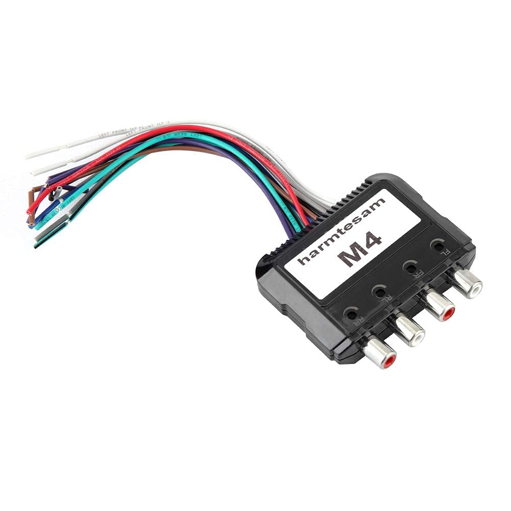 JL Audio High Low Converter, Duokon Car Stereo Subwoofer 4 Channel High to Low Audio Converter with Power Amplifier Control Wire Plastic Black