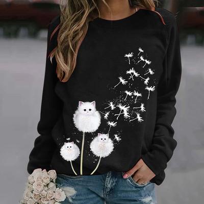 Langarmshirts für Damen mit 3D-Aufdruck, schwarz, langärmelig, T-Shirts und Blusen für Herbst und Winter, Damenbekleidung 2024, Damen-Sweashirts