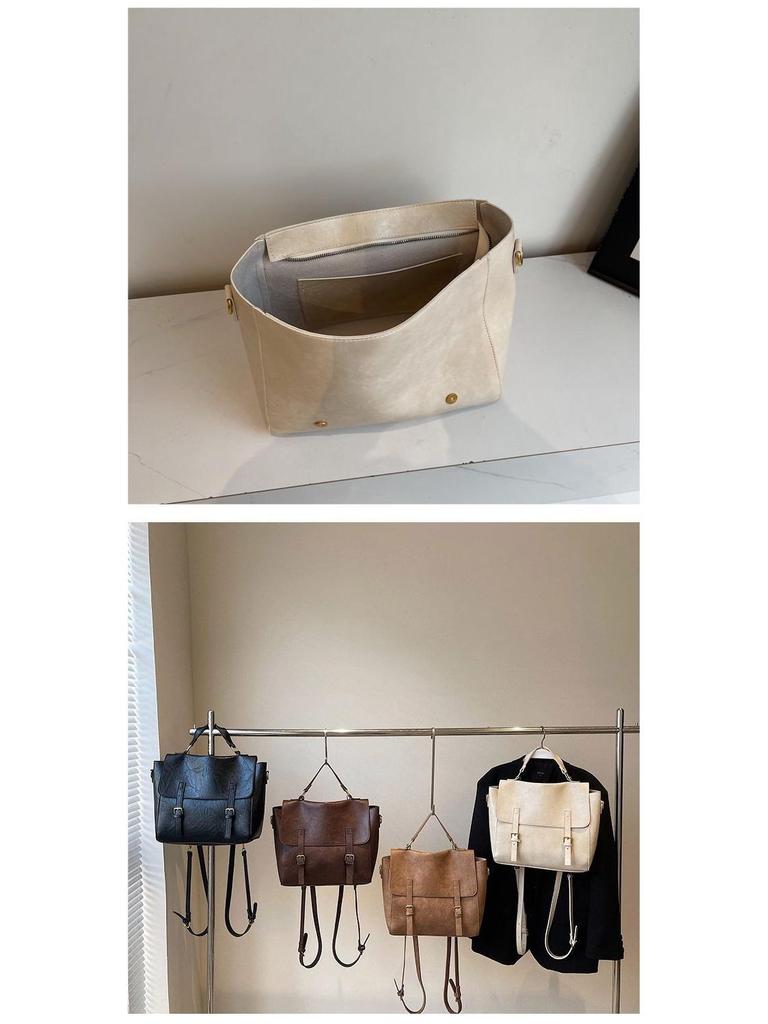 2025 Stylish & Versatile Messenger Bag: Large-Capacity Retro Leather Briefcase Backpack for College & Commute