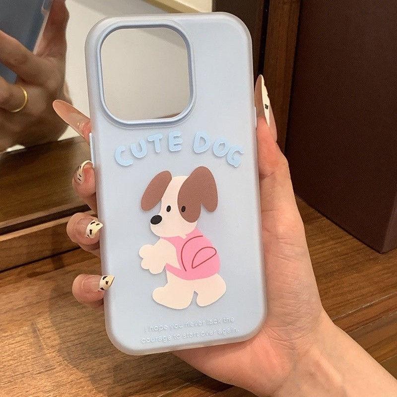 Pink schoolbag puppy is suitable for Apple 15promax mobile phone case 16 17 jelly two-in-one 14pro anti-drop 13p.
