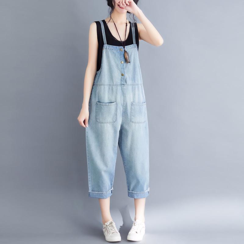 Summer Sling Jeans Women's Summer Korean Version of The Large Size Age-reducing Sling One-piece Nine-point Pants Women's Jeans