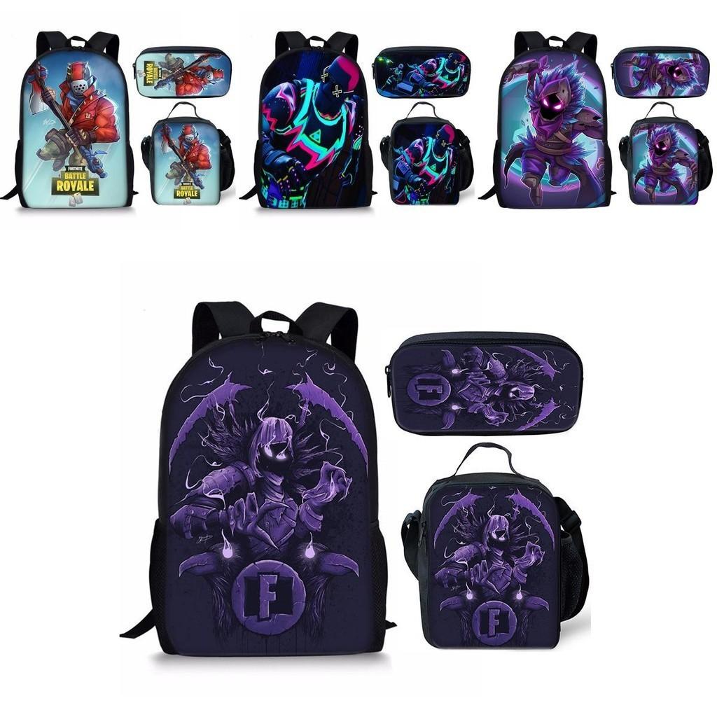 Large Capacity Fortnite Fortress Night Backpack Set Oxford Cloth 20-35l Breathable Waterproof Cartoon Pattern Street Style