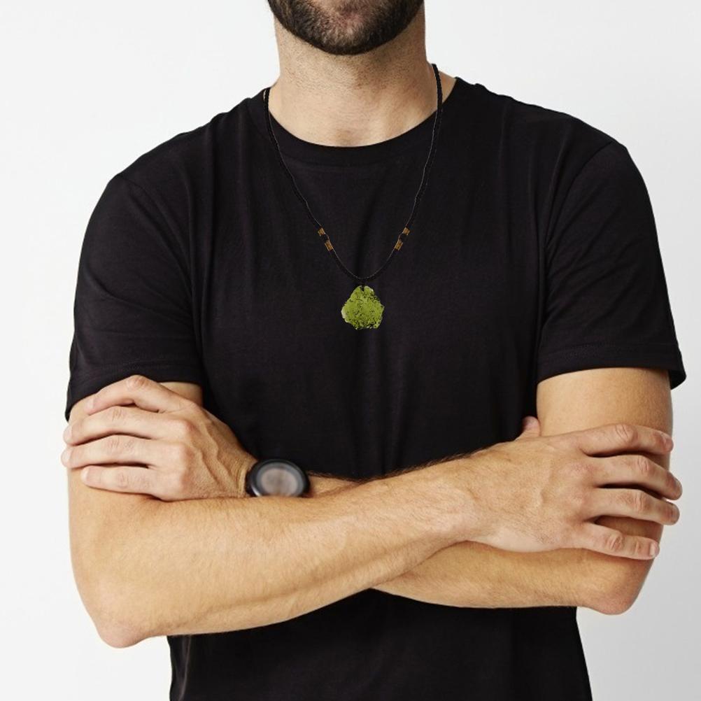 Colier cu Cristal Moldavit, Pandantiv Piatră Neregulată, Cristal Natural, Piatră Energetică, Cadou 3-5g cu Șnur