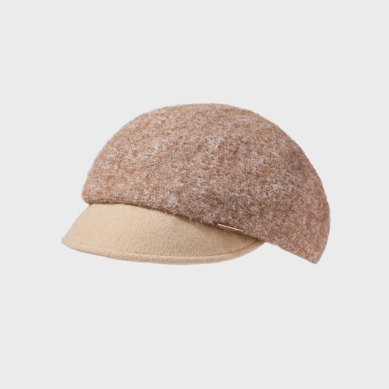 

Женский толстый шерстяной вязаный берет Осень Зима Однотонная шапка со швами хаки