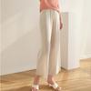 Woman Loose Pleated Pants Solid Slim High Elastic Loose Wide Straight Simple Casual Style Summer Cropped Trousers