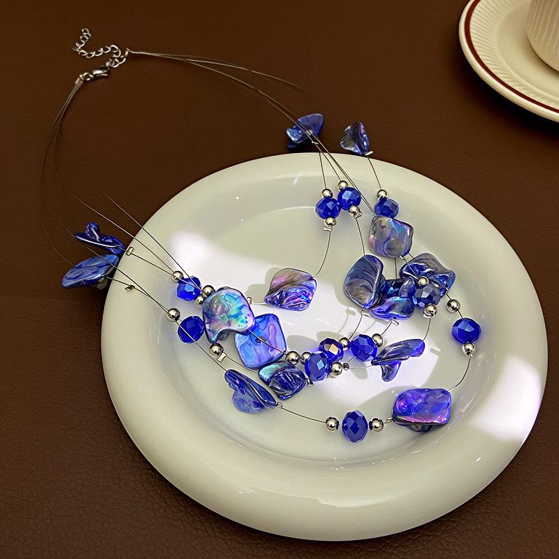 Exaggerated Bohemian Crystal Beaded Necklace - Women's Three-Layer Choker