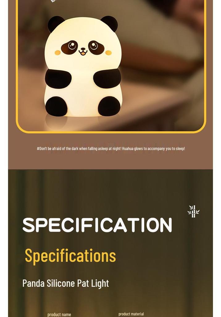 Customizable Seven-Color Rechargeable Silicone Panda Night Light