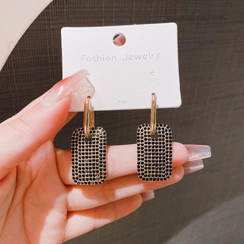 925 Silver Geometric Full Diamond Earrings - Women's Trendy Exquisite Studs