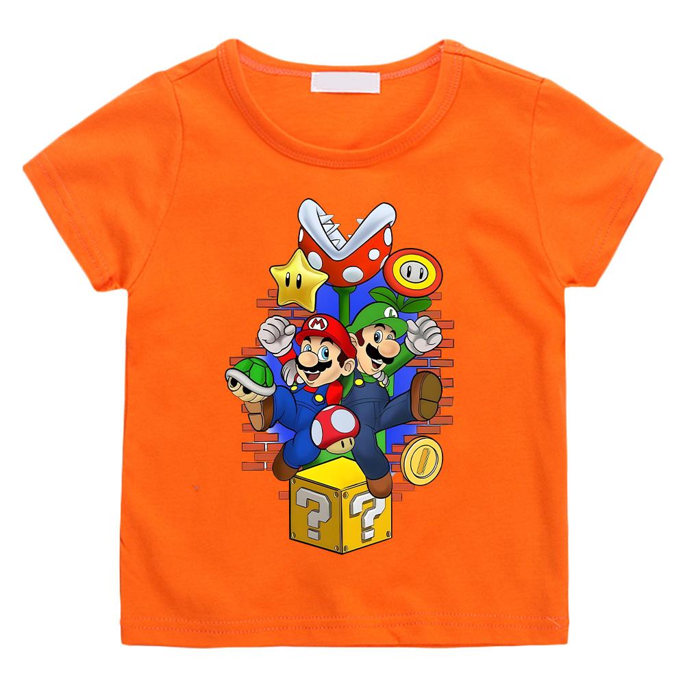 Super Marios T-Shirt for Children Cotton Tee Shirt Crewneck Short Sleeve T Shirt Fashion for Boys Girls Clothing Cartoon Tees High Quality Casual Top