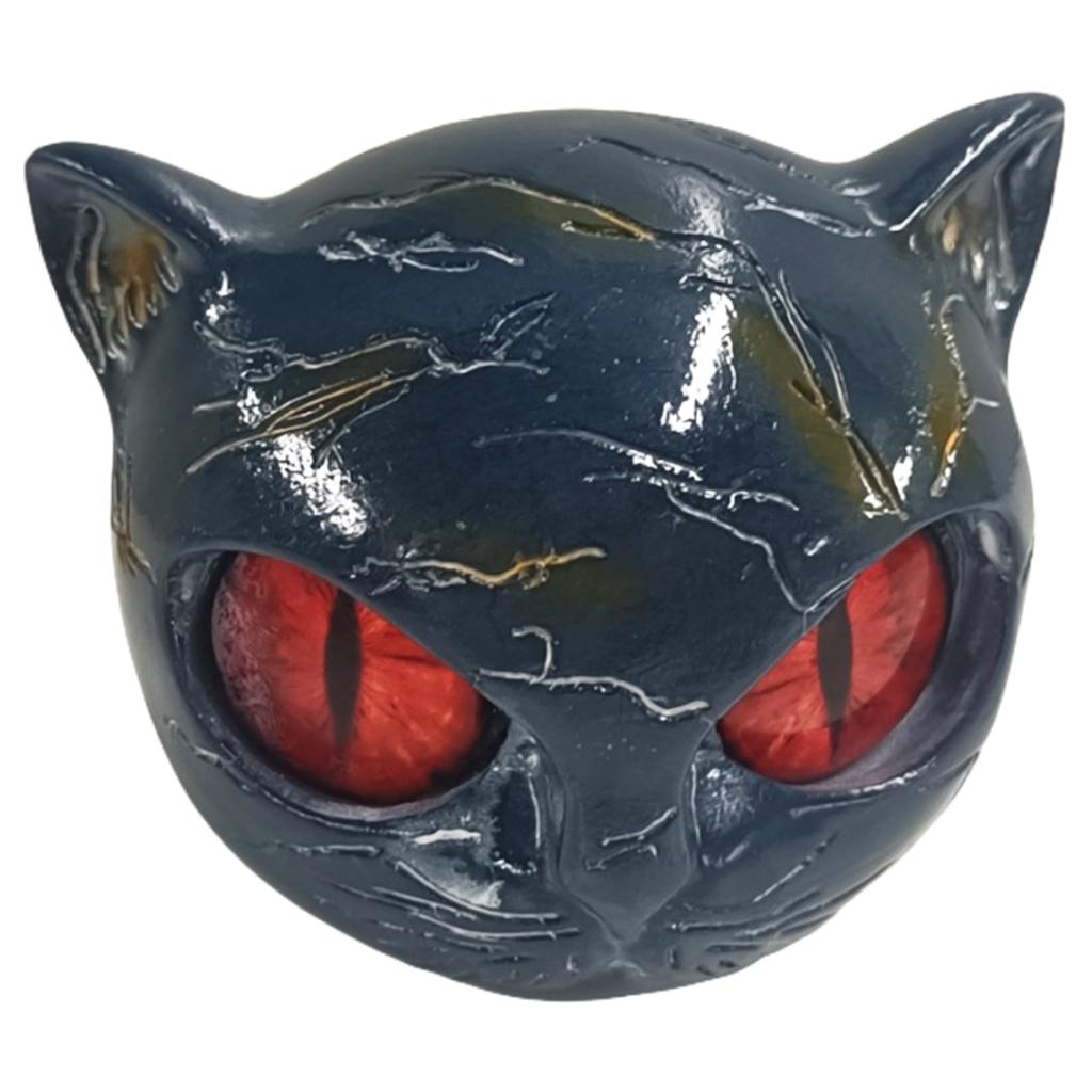 Black Cats Stone Sculpture Resin Cat Head Figurine Healing Stone Marble Texture Cat Stone Halloween Home Decor For Cat Lovers