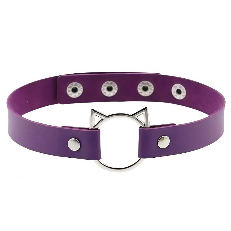 Eco-friendly PU Leather Japanese and Korean Harajuku Punk Soft Girl Cat Head Women's Collar Neck Strap Collarbone Chain Necklace