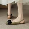 Bow Red Fashion Bag Head Sandals Women's 2025 New Square Head Temperament Low Heel Single Shoes Niche Flat Shoes