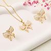 Vintage Retro Enamel Butterfly Stud Earrings & Necklace - French Court Style