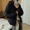 Ribs hooded short down cotton-padded jacket for women's winter new loose small cotton-padded jacket