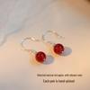 Hetian Jade and Red Agate Earrings - S925 Silver, Vintage High-End Design for Women, Autumn/Winter 2023