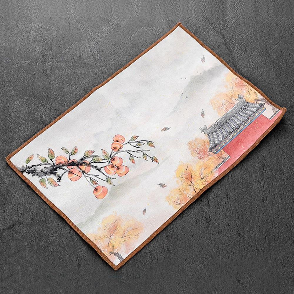 Super Absorbent Chinese Painted Tea Towel Tea Cleaning Table Tea Ceremony Mats Cup Mat Accessories