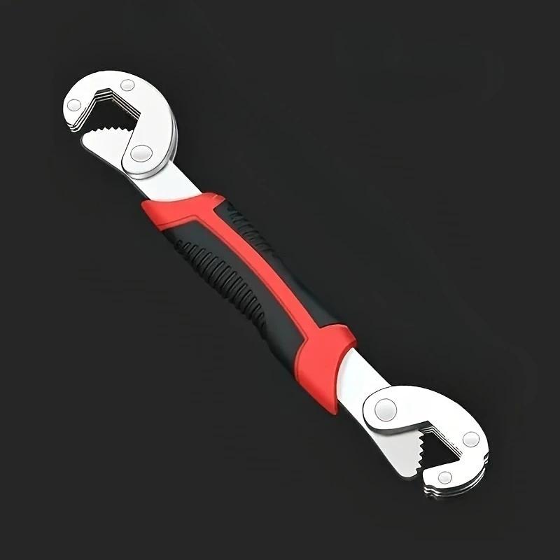 

1pc Heavy-Duty Adjustable Wrench with Ergonomic Grip - Large Open End & Socket Compatible, Durable Chrome Vanadium Steel