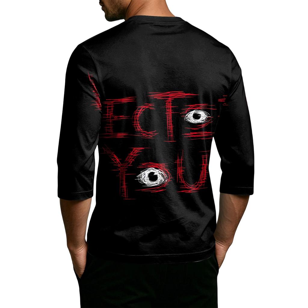 Men's Casual Halloween Graphic Crew Neck T Shirt Three Quarter Sleeve Top Lightweight Comfortable Fit