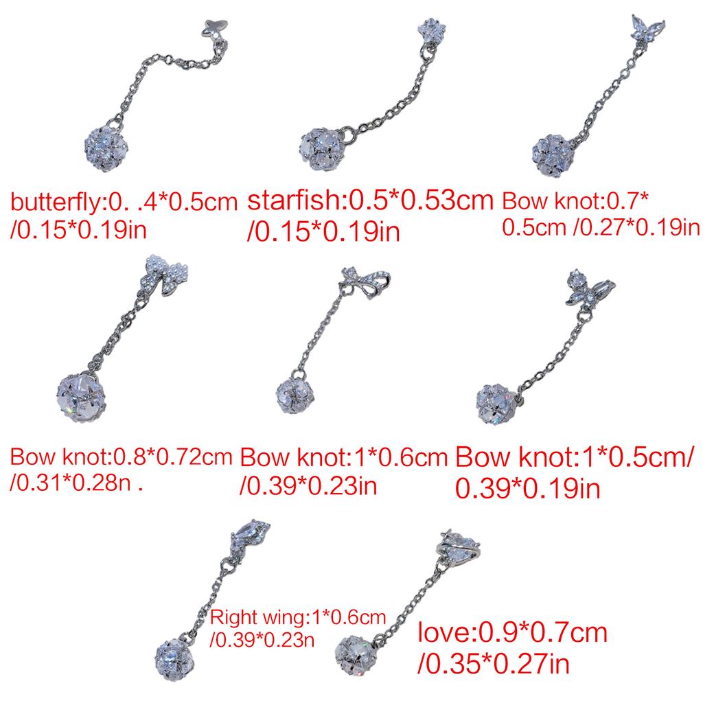 3D Dangle Nail Charms Bowknot Nail Art Charms Zircon Nail Gems Nail Art Rhinestones DIY Manicure Nail Art Decorations