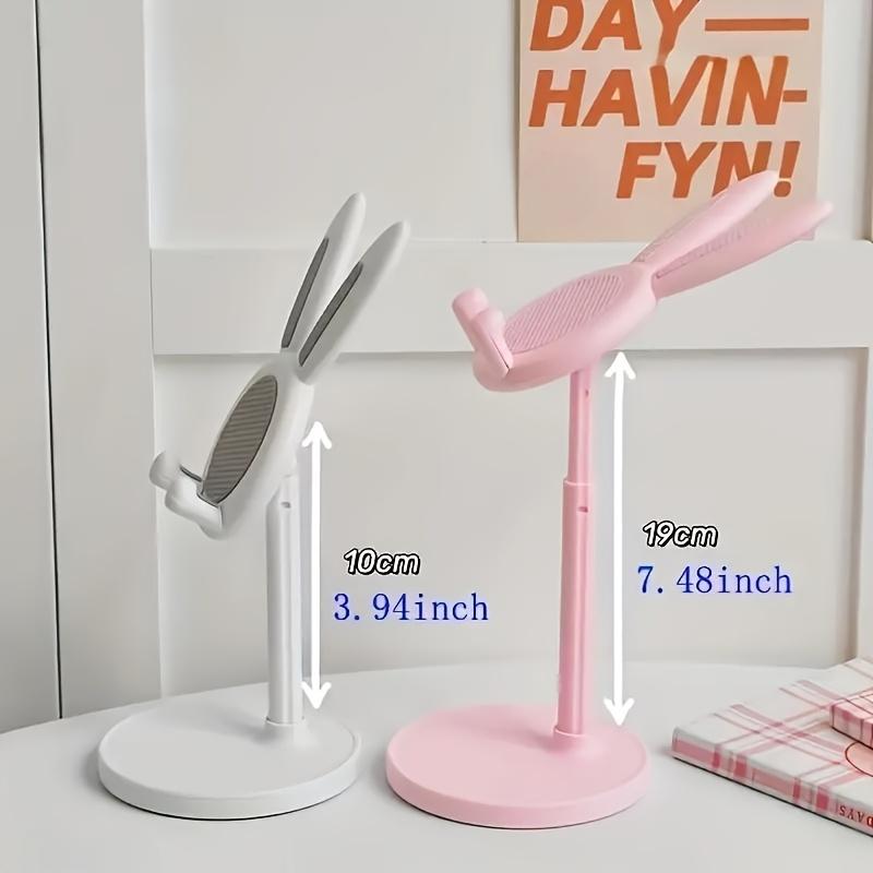 Adorable Pink Floral Design with Bunny Ears and Bow, Adjustable Height 0°-90°, Durable ABS Material, Smartphone Desktop Organizer