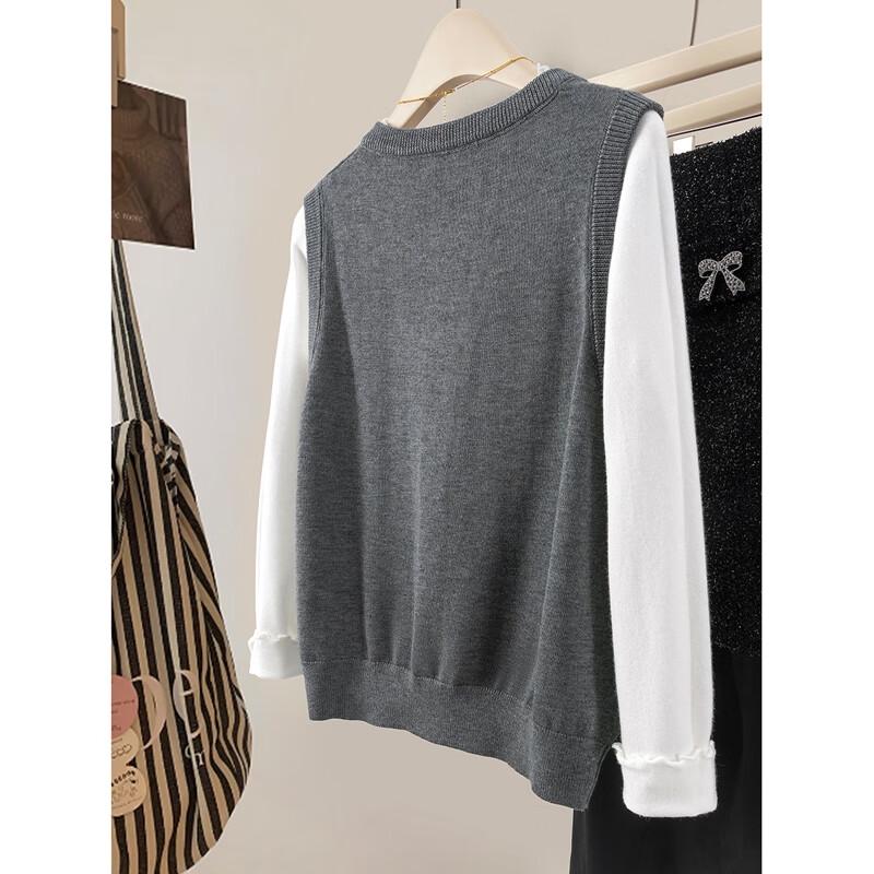 Women's Color-Block Embroidered Round Neck Vest