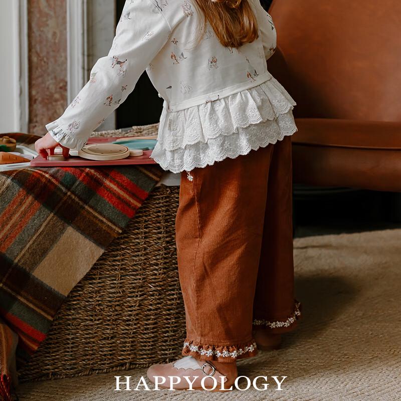 Вельветовые брюки Happyology для девочек с рюшами и вышивкой