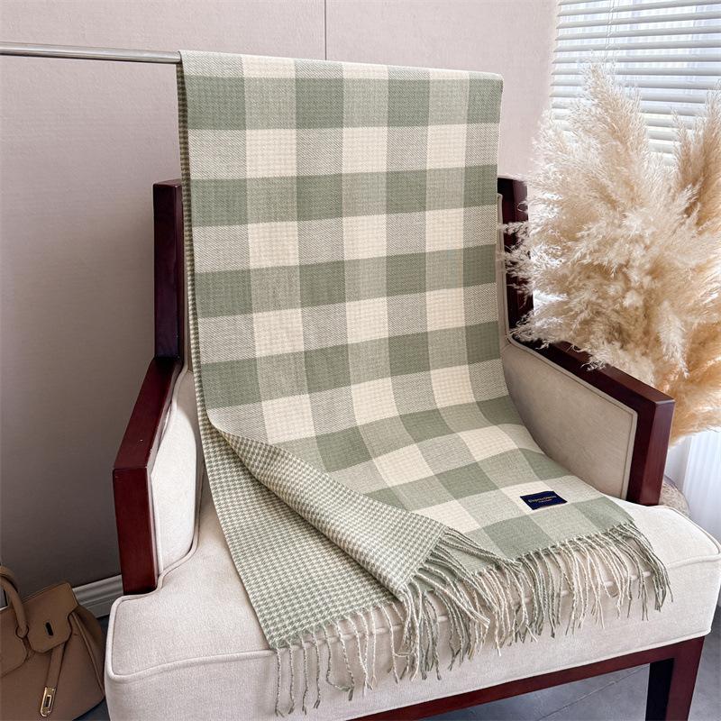 British Classic Plaid Scarf  Striped Unisex Winter Wrap, Soft Warm Windproof Tassel Edges, Versatile Male & Female Scarf