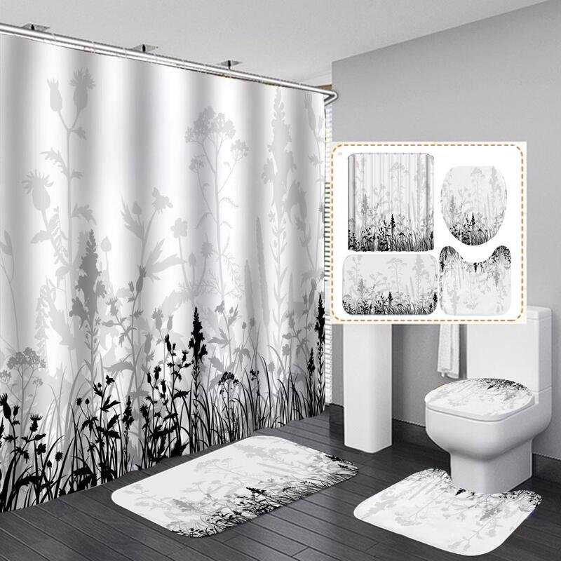Plant Series Punch-Free Bathroom Shower Curtain
